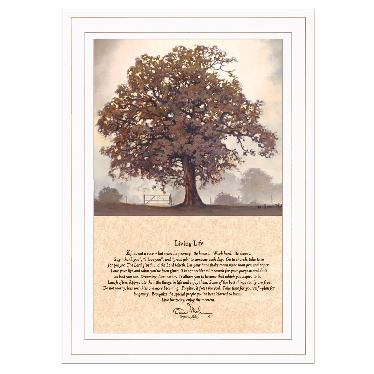 Edge Collections - 15" x 11" - Brown - Bonnie Mohr Living Life Inspirational Framed Art - 1 Piece